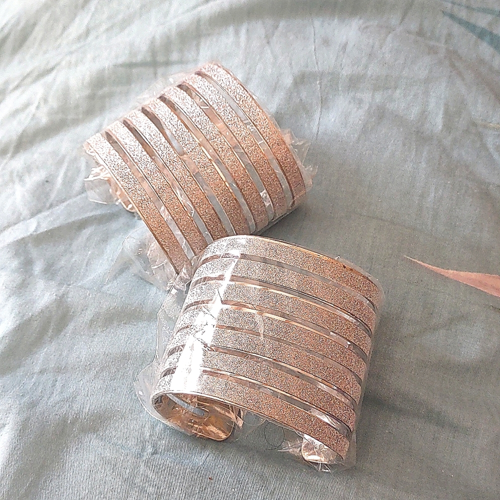 Glittering Metal Wrist Cuffs (Silver) *NIB